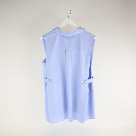 T by Alexander Wang Blue Sleeveless Collared Shirt - Picture 2 of 4